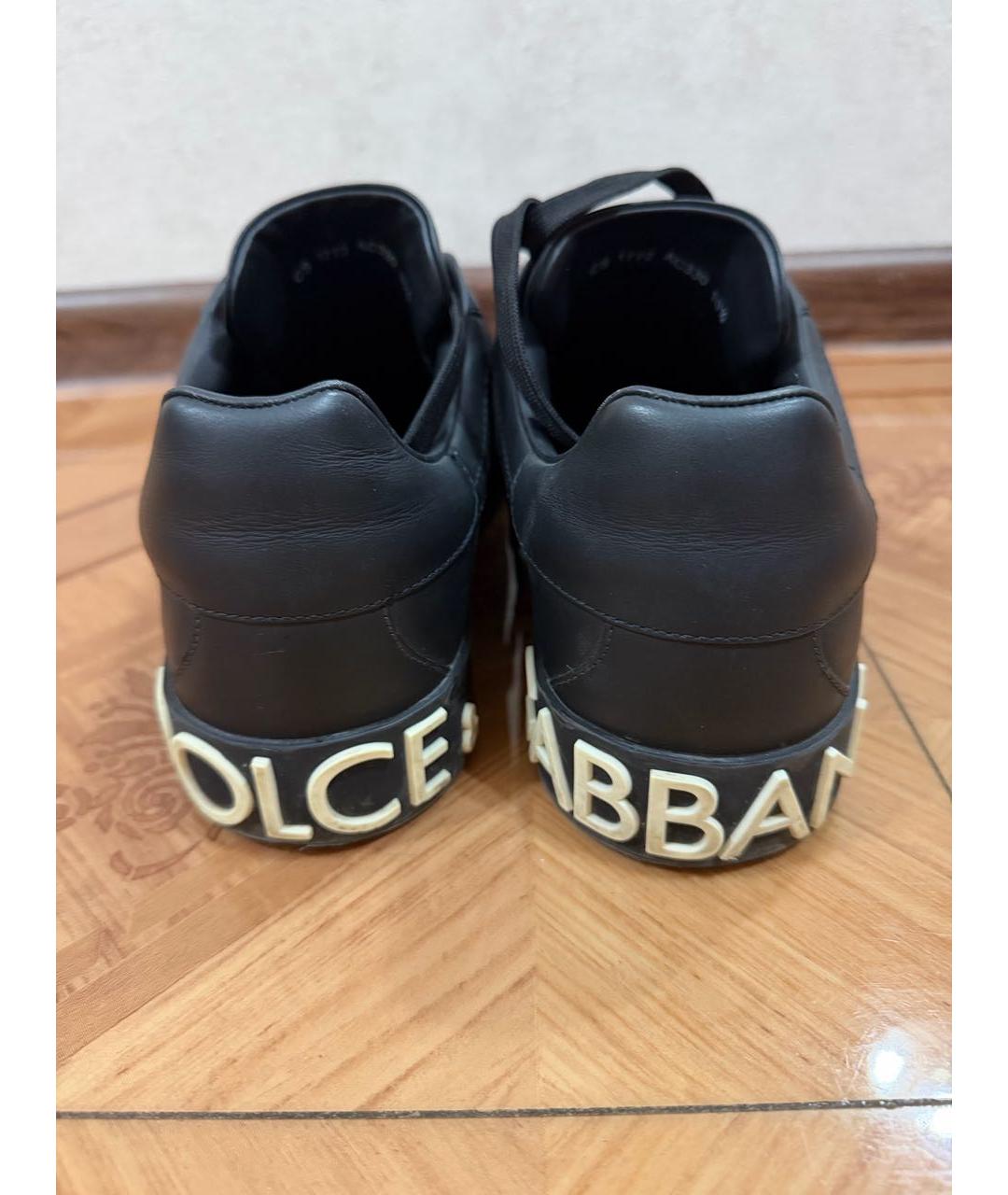 DOLCE&GABBANA Черные кожаные низкие кроссовки / кеды, фото 4