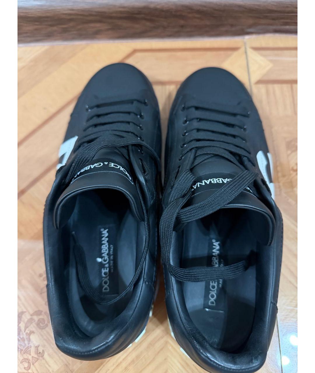 DOLCE&GABBANA Черные кожаные низкие кроссовки / кеды, фото 3