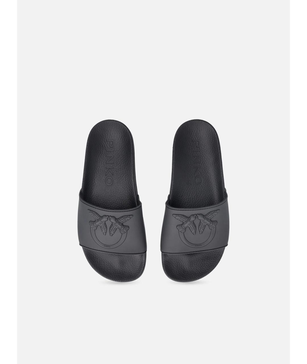 PINKO Черные резиновые шлепанцы, фото 9