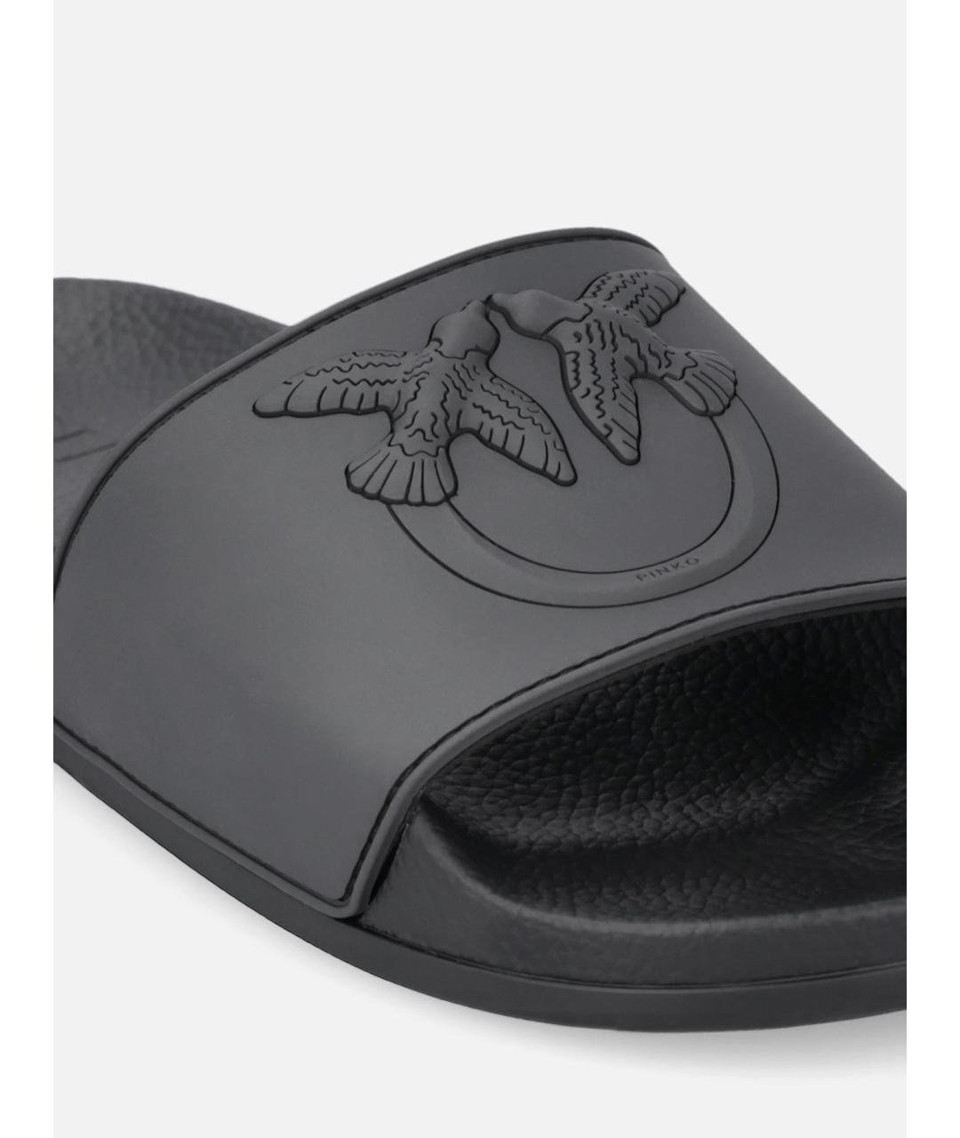 PINKO Черные резиновые шлепанцы, фото 4
