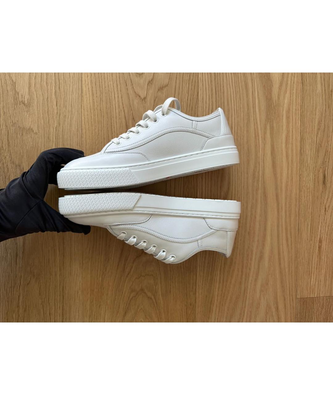 HERMES Белые кожаные кеды, фото 3