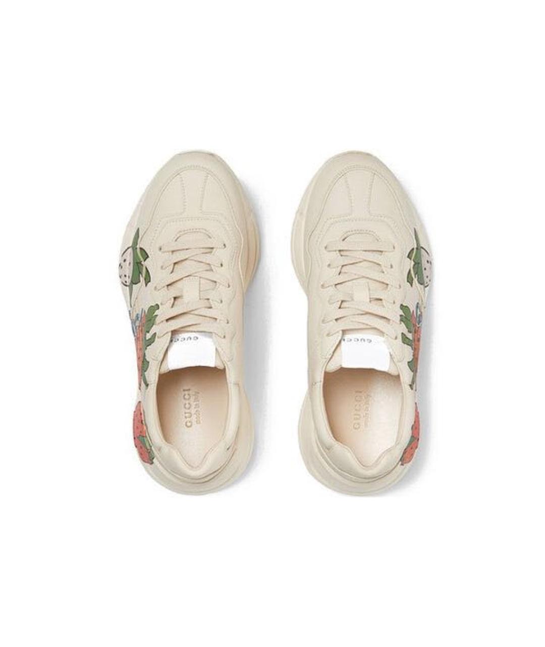 GUCCI Бежевые кожаные кроссовки, фото 3