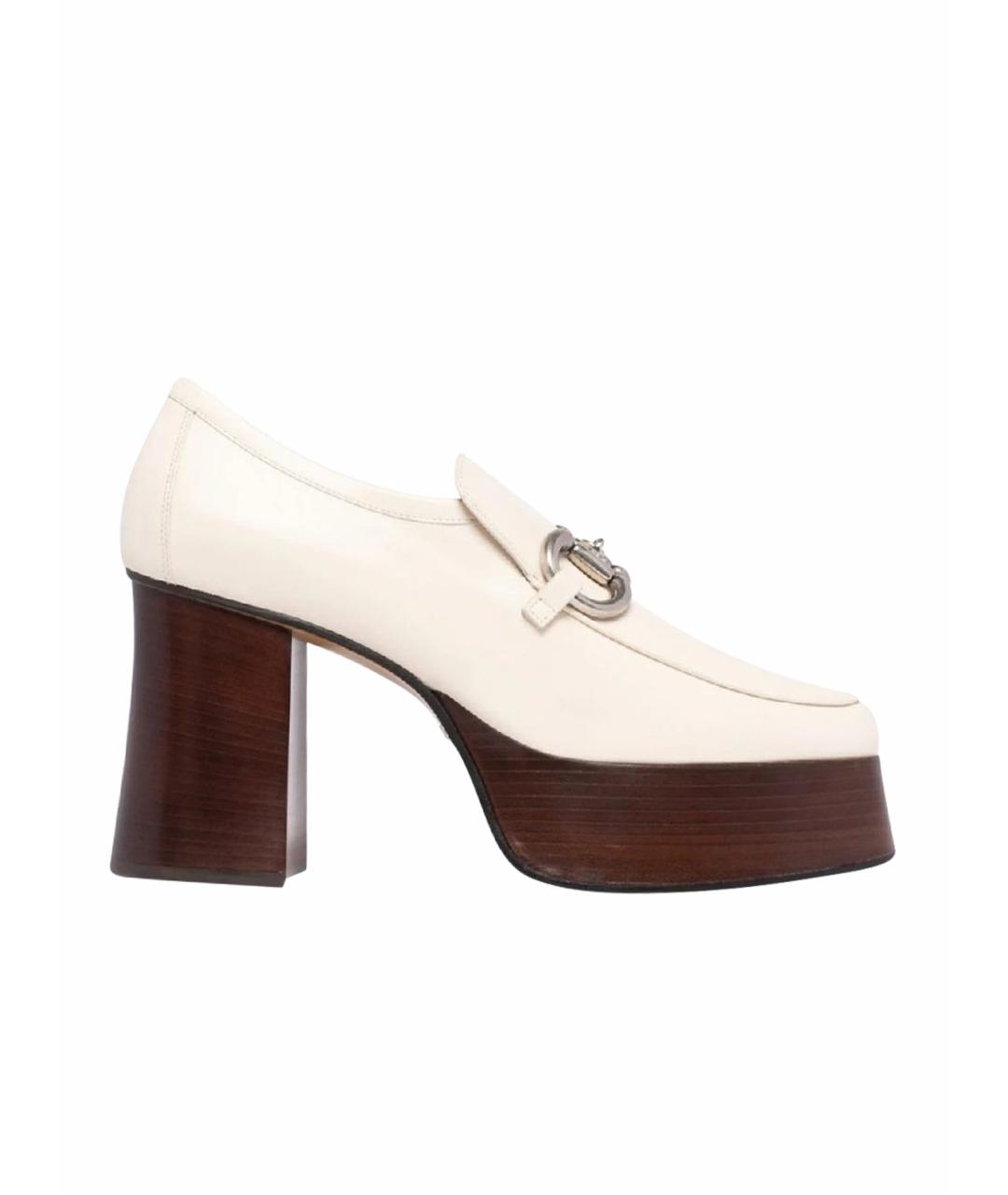 GUCCI Белые кожаные лоферы, фото 8