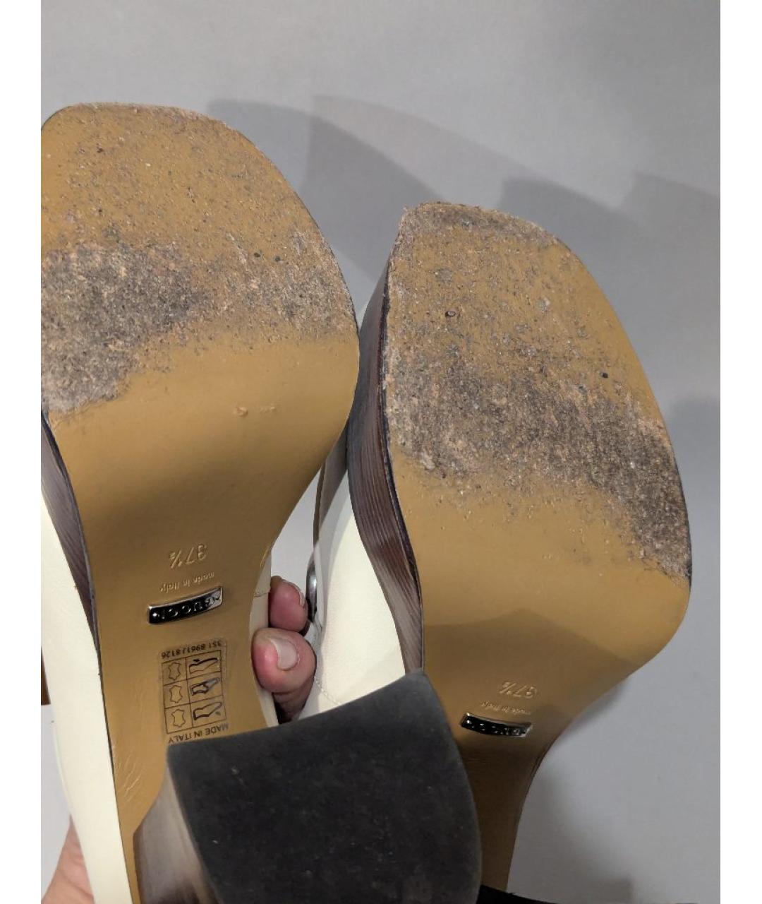 GUCCI Белые кожаные лоферы, фото 6