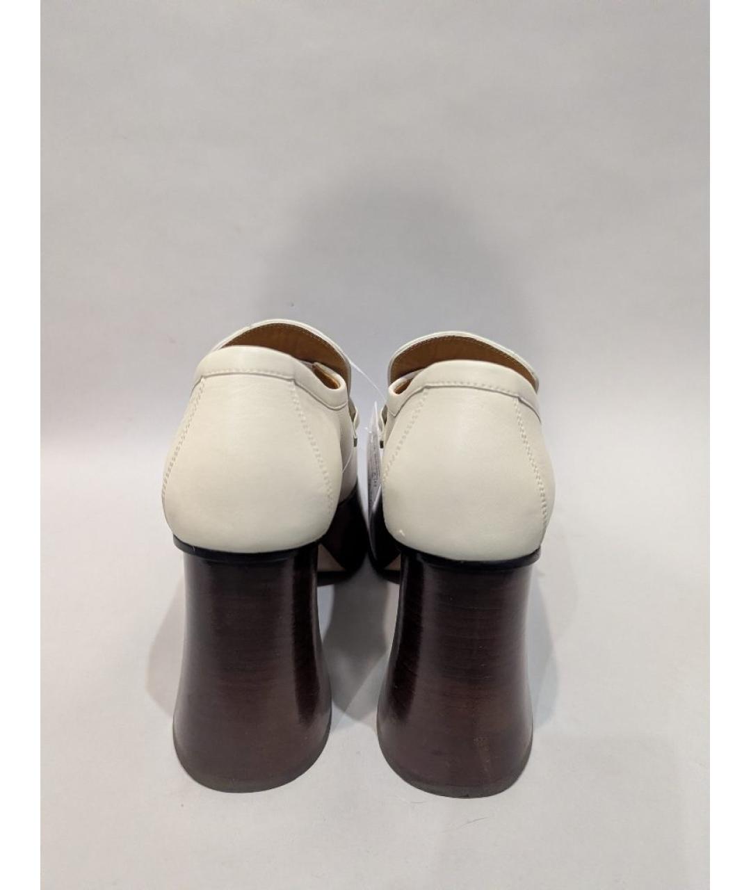 GUCCI Белые кожаные лоферы, фото 4