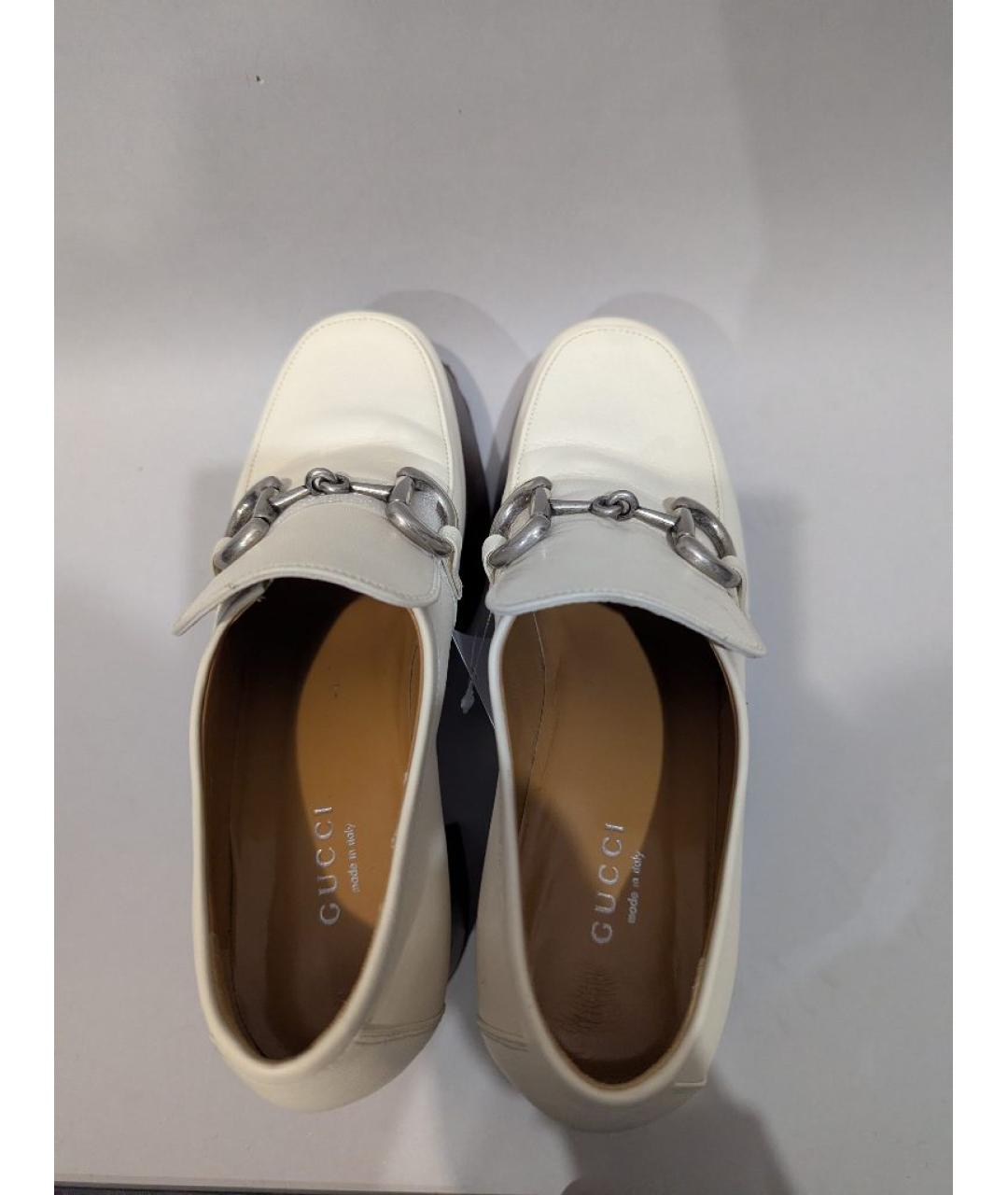 GUCCI Белые кожаные лоферы, фото 3