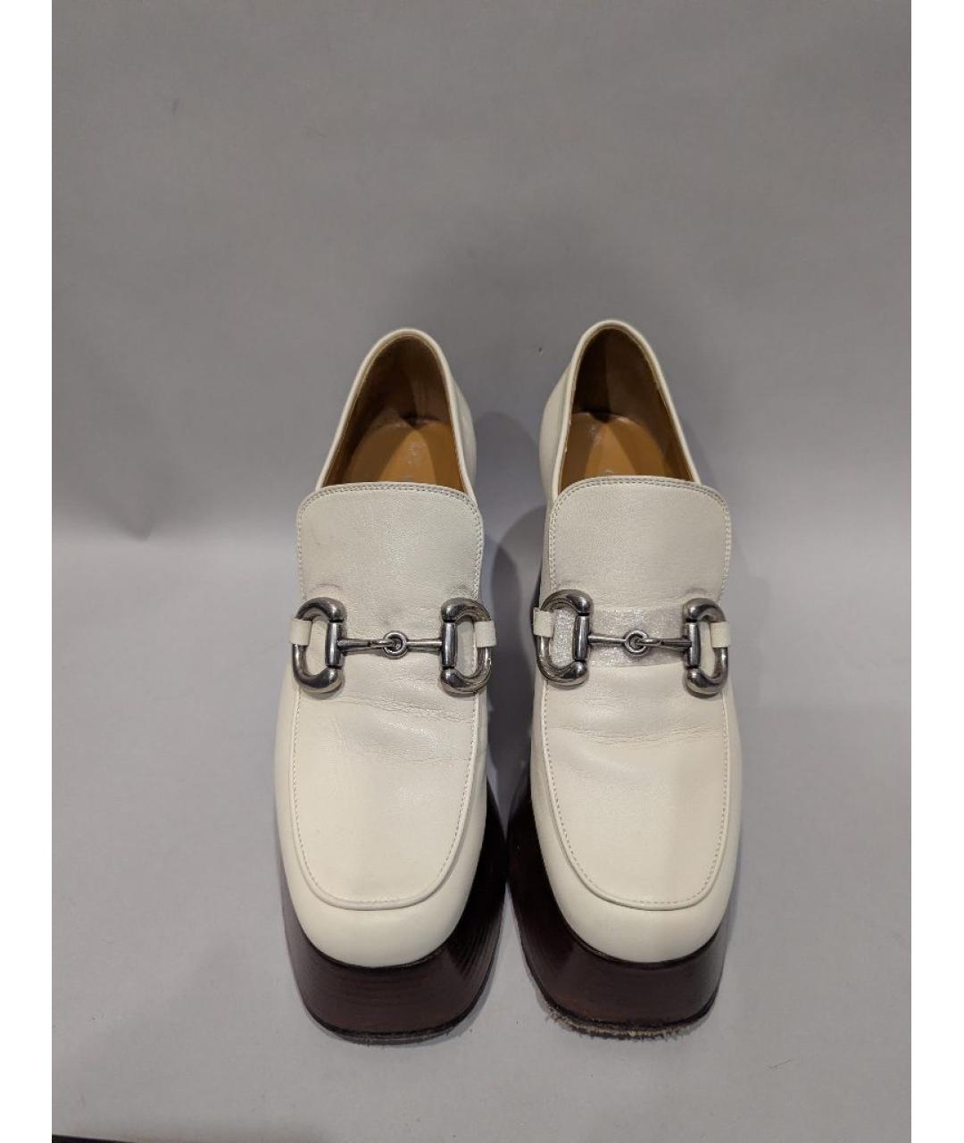 GUCCI Белые кожаные лоферы, фото 2