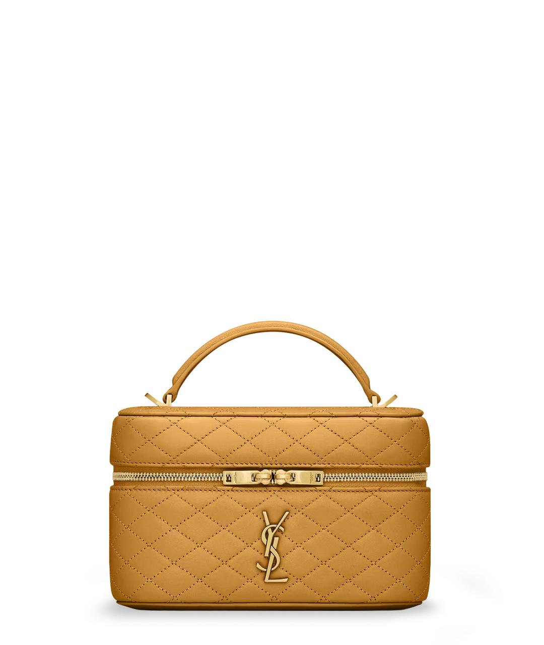 SAINT LAURENT Горчичная кожаная сумка через плечо, фото 1