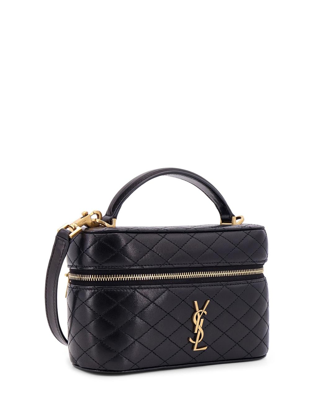 SAINT LAURENT Черная кожаная сумка через плечо, фото 3