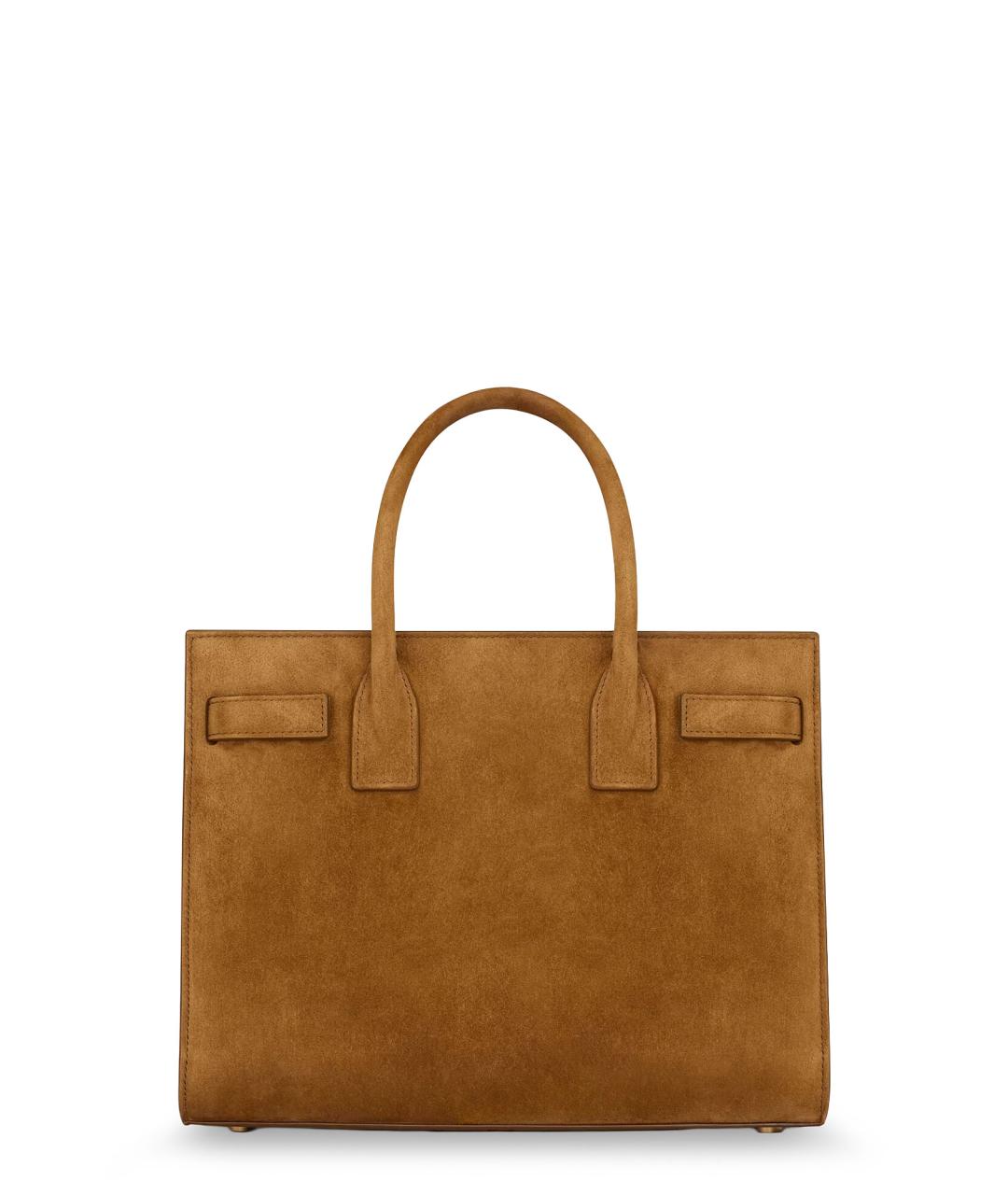 SAINT LAURENT Коричневая замшевая сумка тоут, фото 2