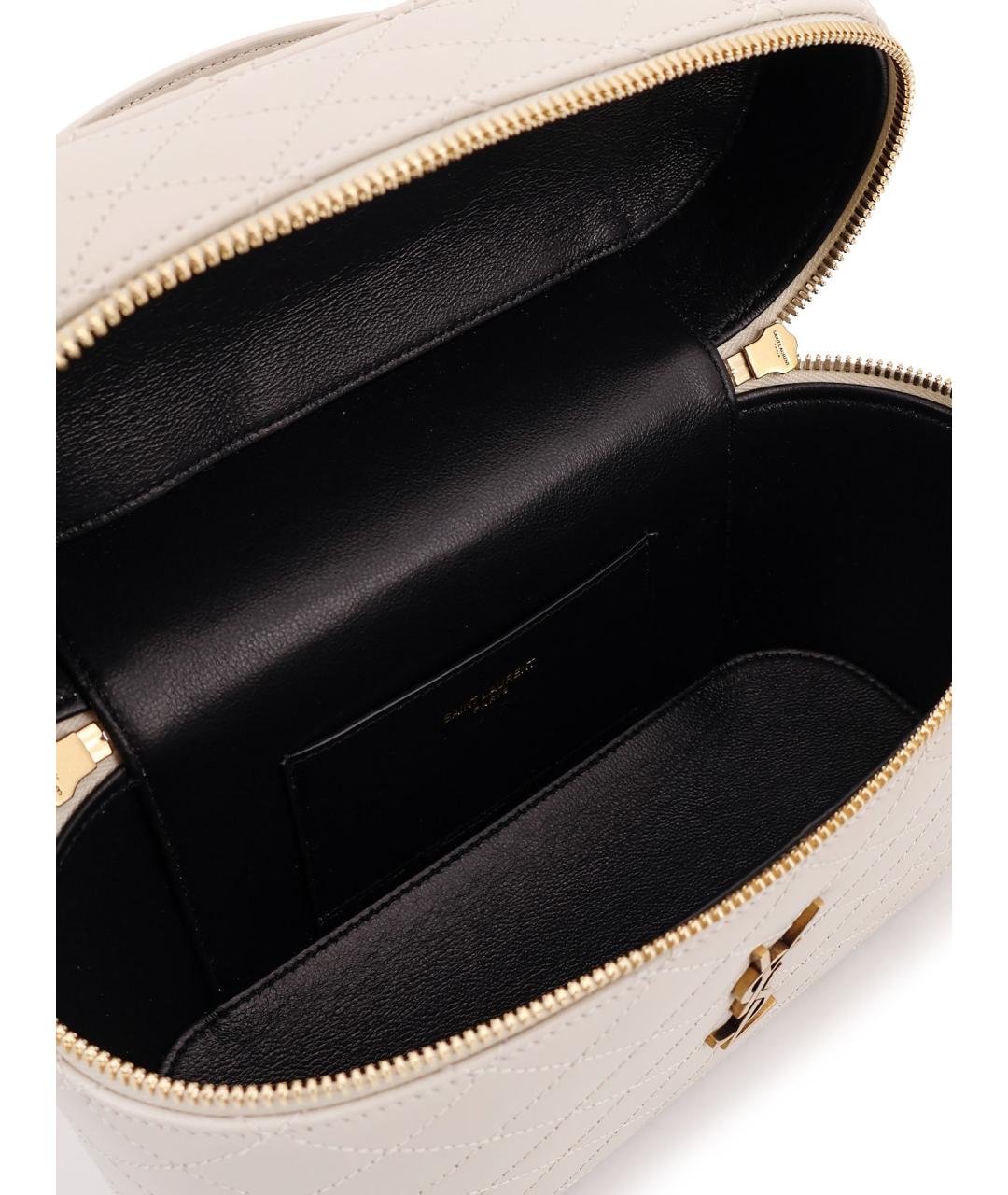 SAINT LAURENT Белая кожаная сумка через плечо, фото 4