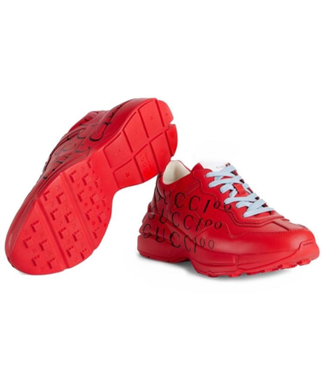 GUCCI Красные кожаные кроссовки, фото 2