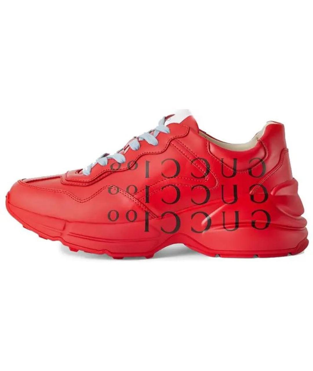 GUCCI Красные кожаные кроссовки, фото 9