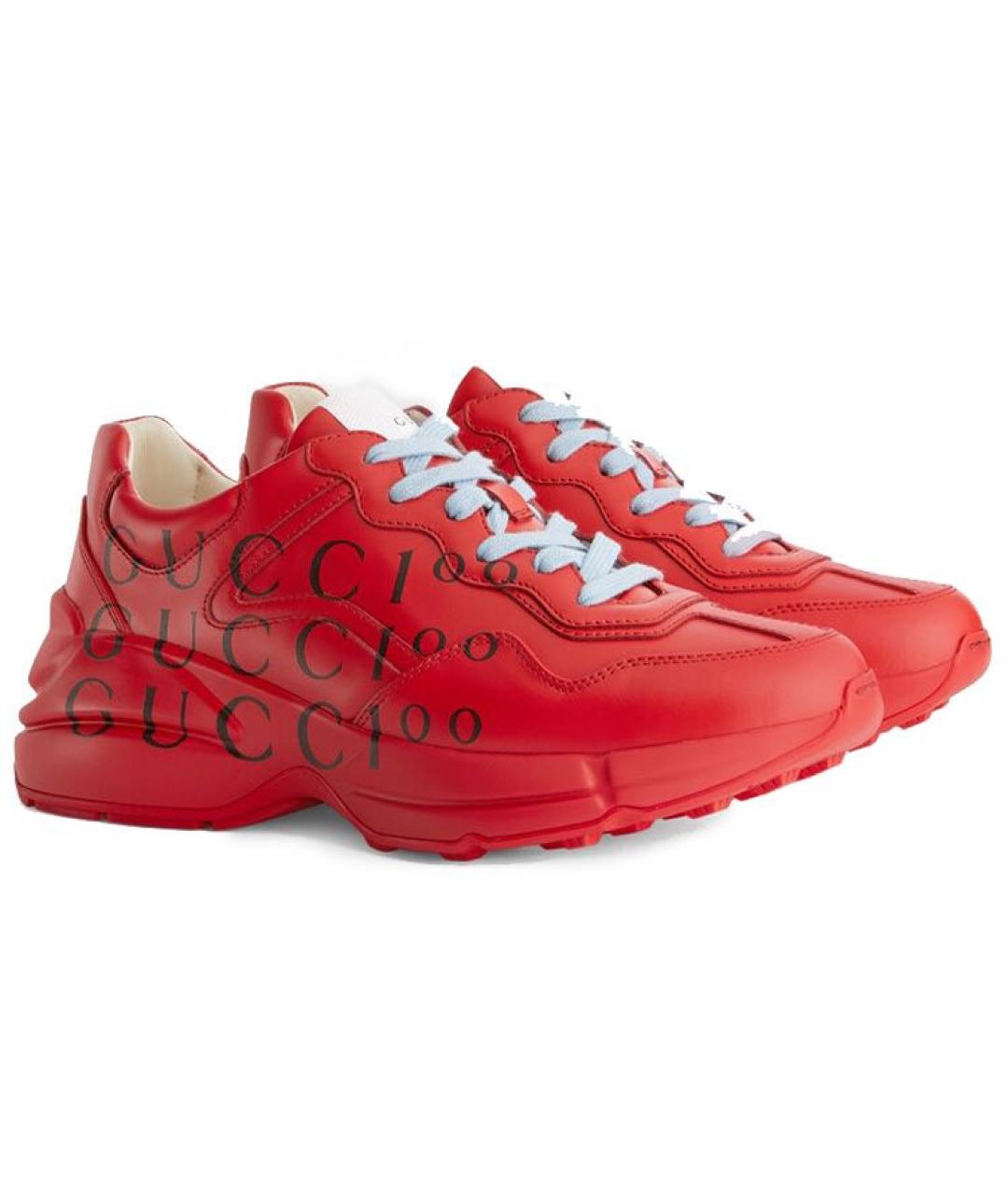 GUCCI Красные кожаные кроссовки, фото 5
