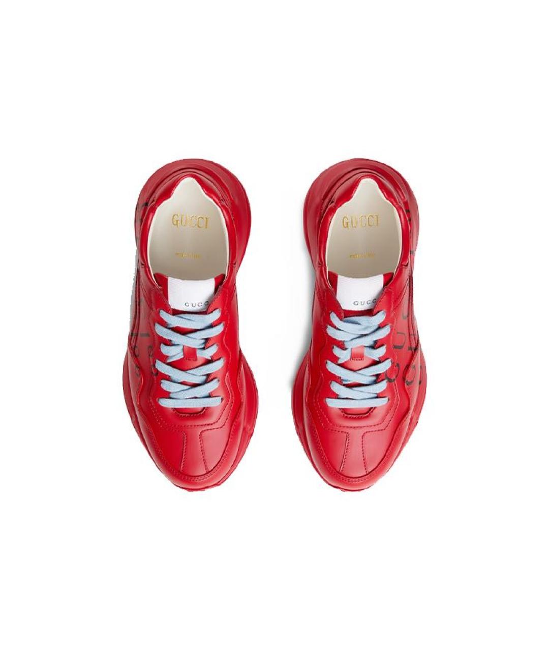 GUCCI Красные кожаные кроссовки, фото 3