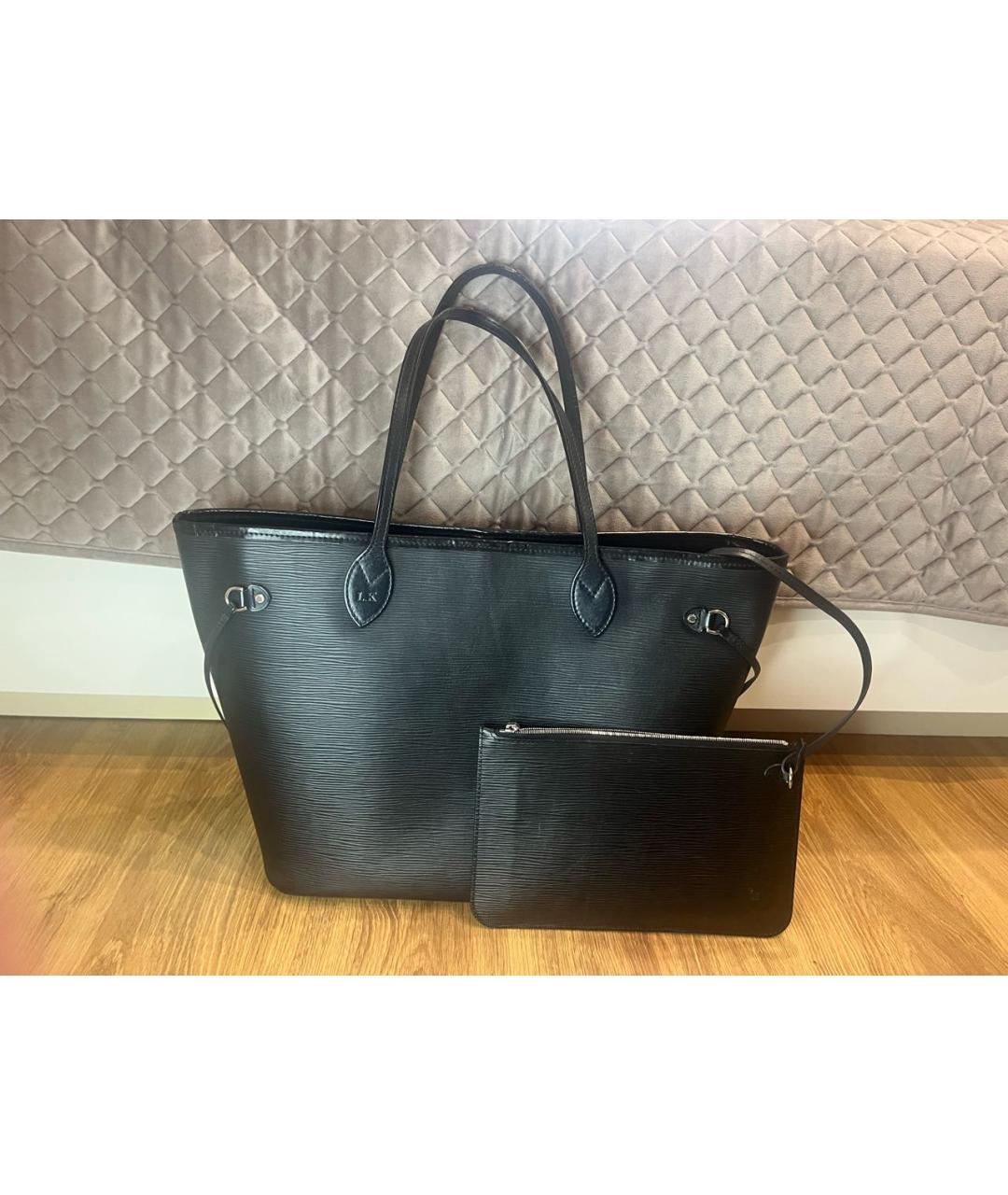 LOUIS VUITTON Черная кожаная сумка через плечо, фото 9