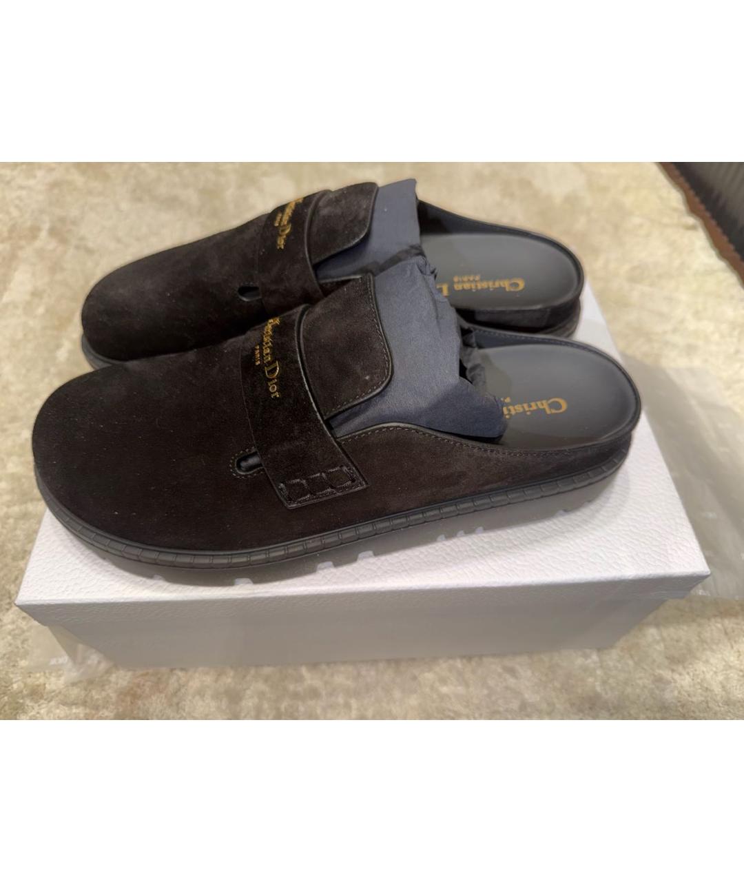 CHRISTIAN DIOR Черные замшевые мюли, фото 4