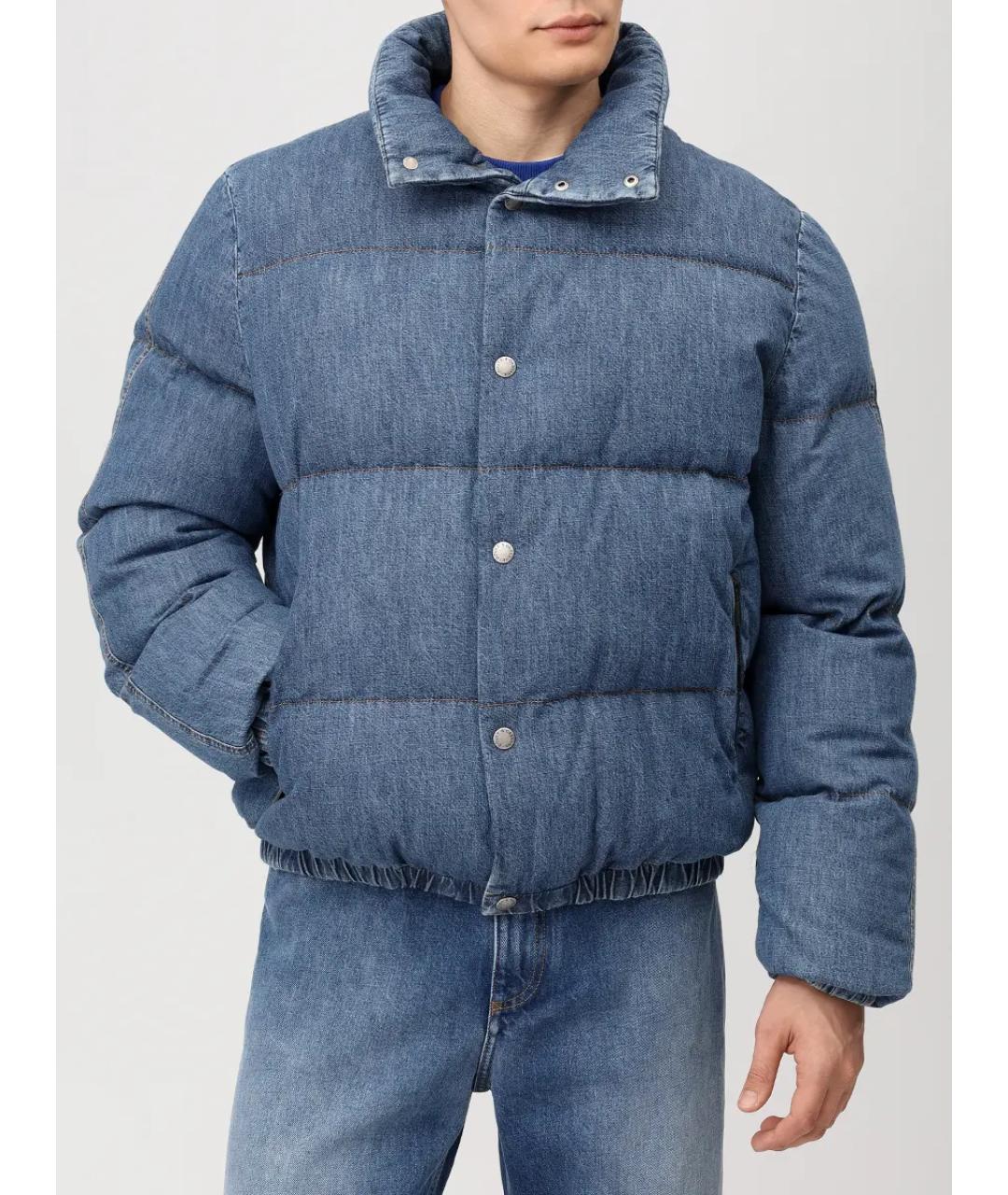 DOLCE&GABBANA Голубой хлопковый пуховик, фото 6