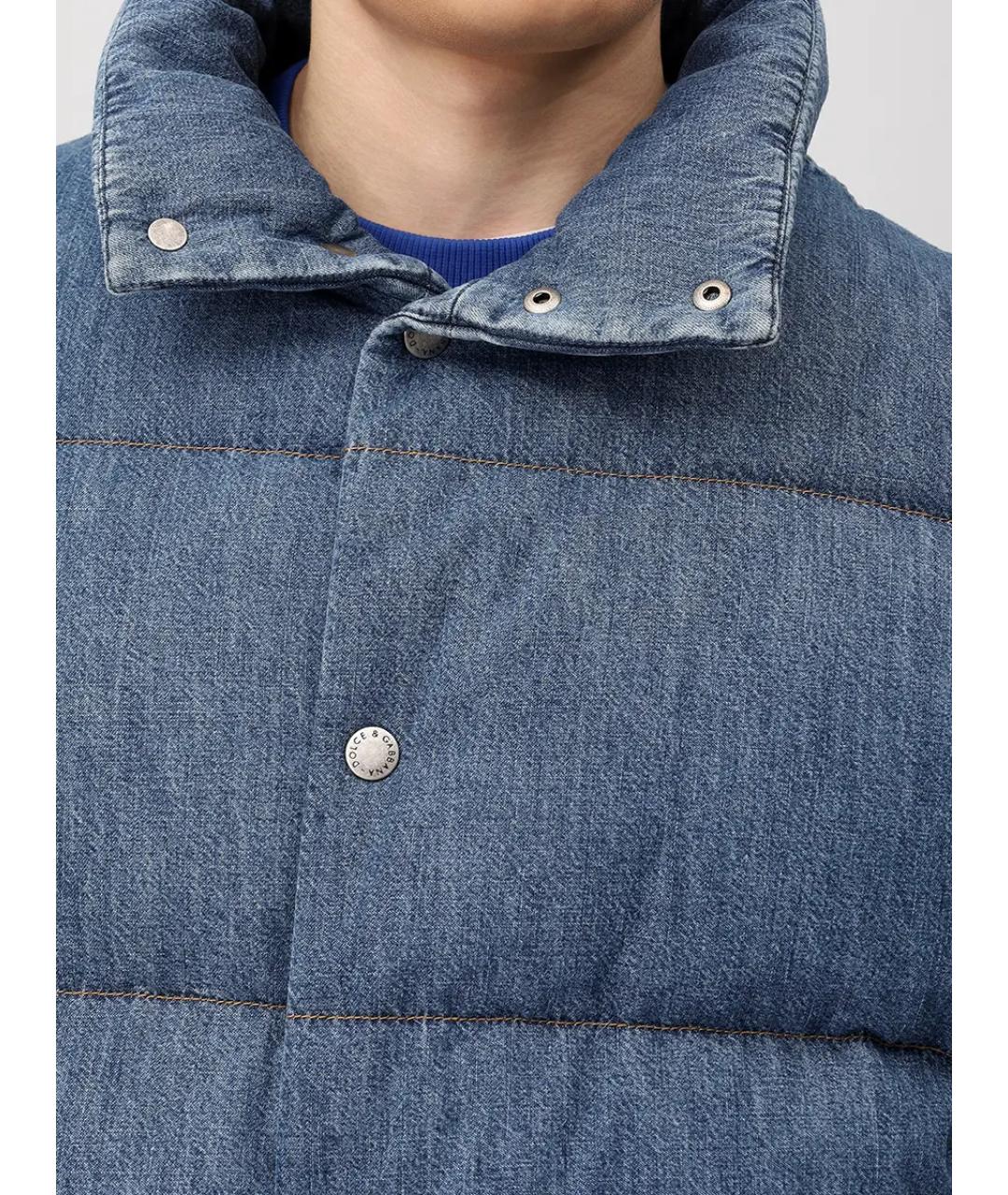 DOLCE&GABBANA Голубой хлопковый пуховик, фото 4