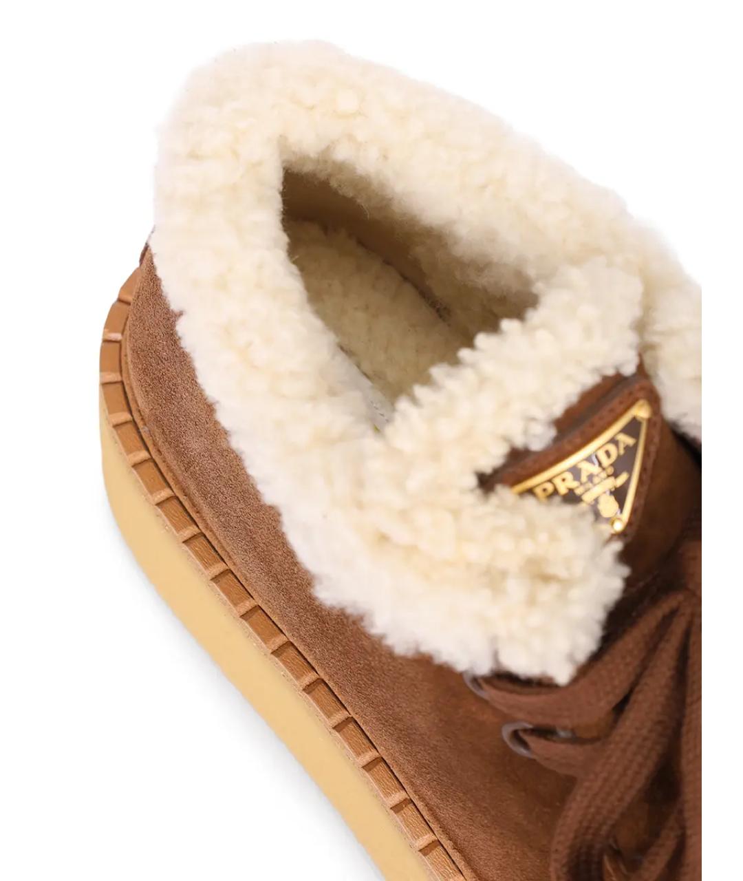 PRADA Коричневые замшевые ботинки, фото 6