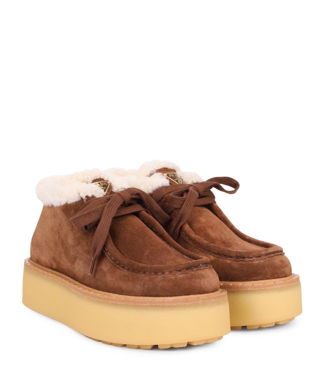 PRADA Коричневые замшевые ботинки, фото 2