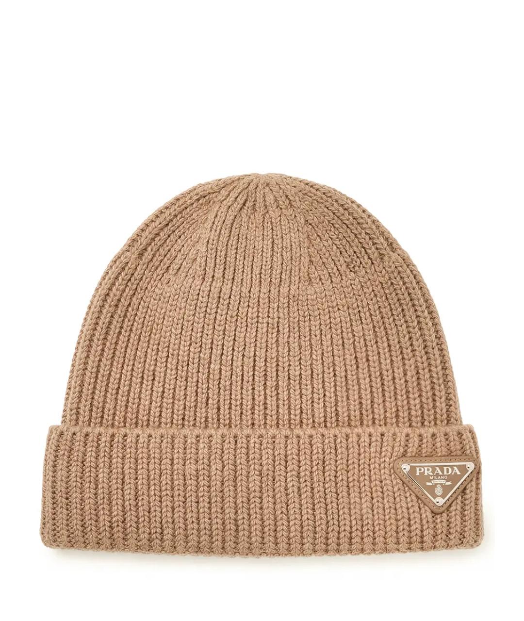 PRADA Коричневая шерстяная шапка, фото 1