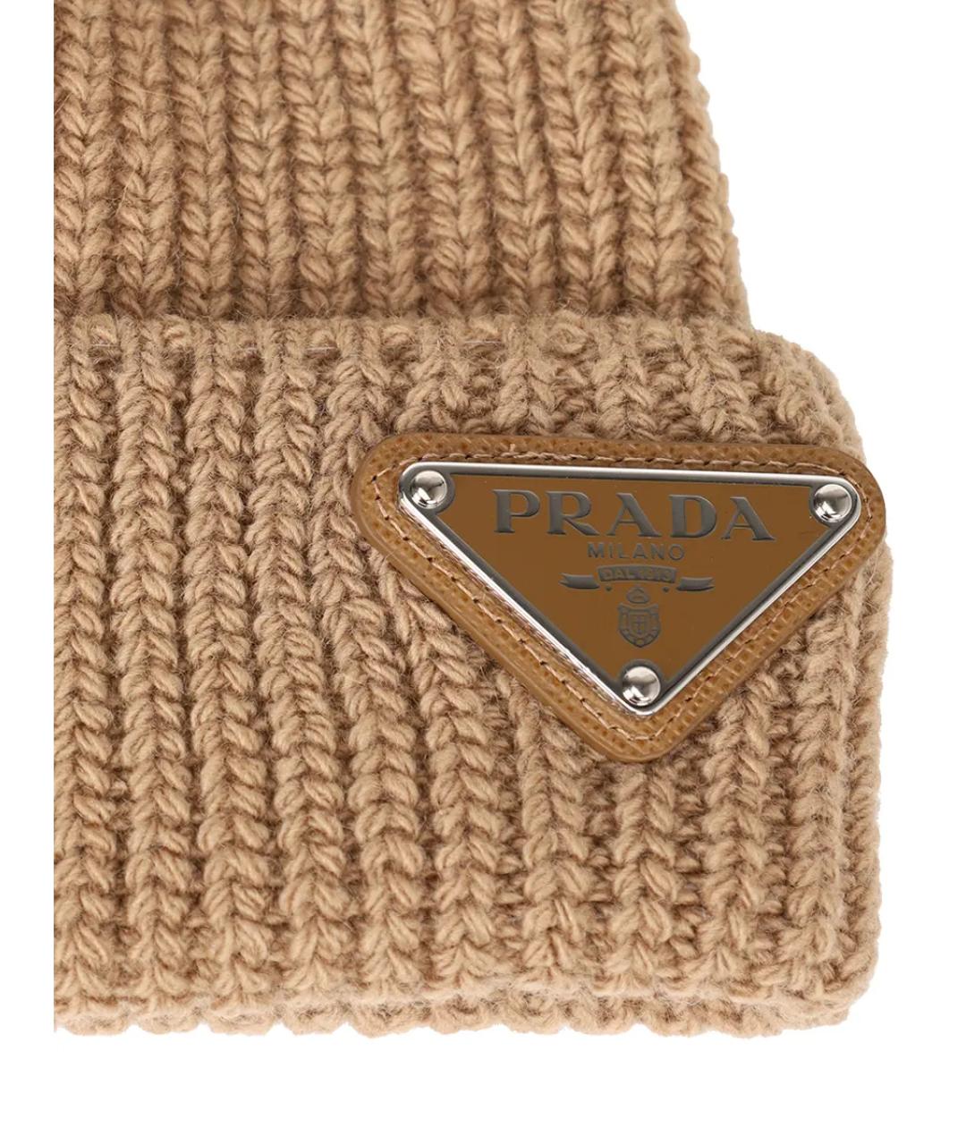 PRADA Коричневая шерстяная шапка, фото 3