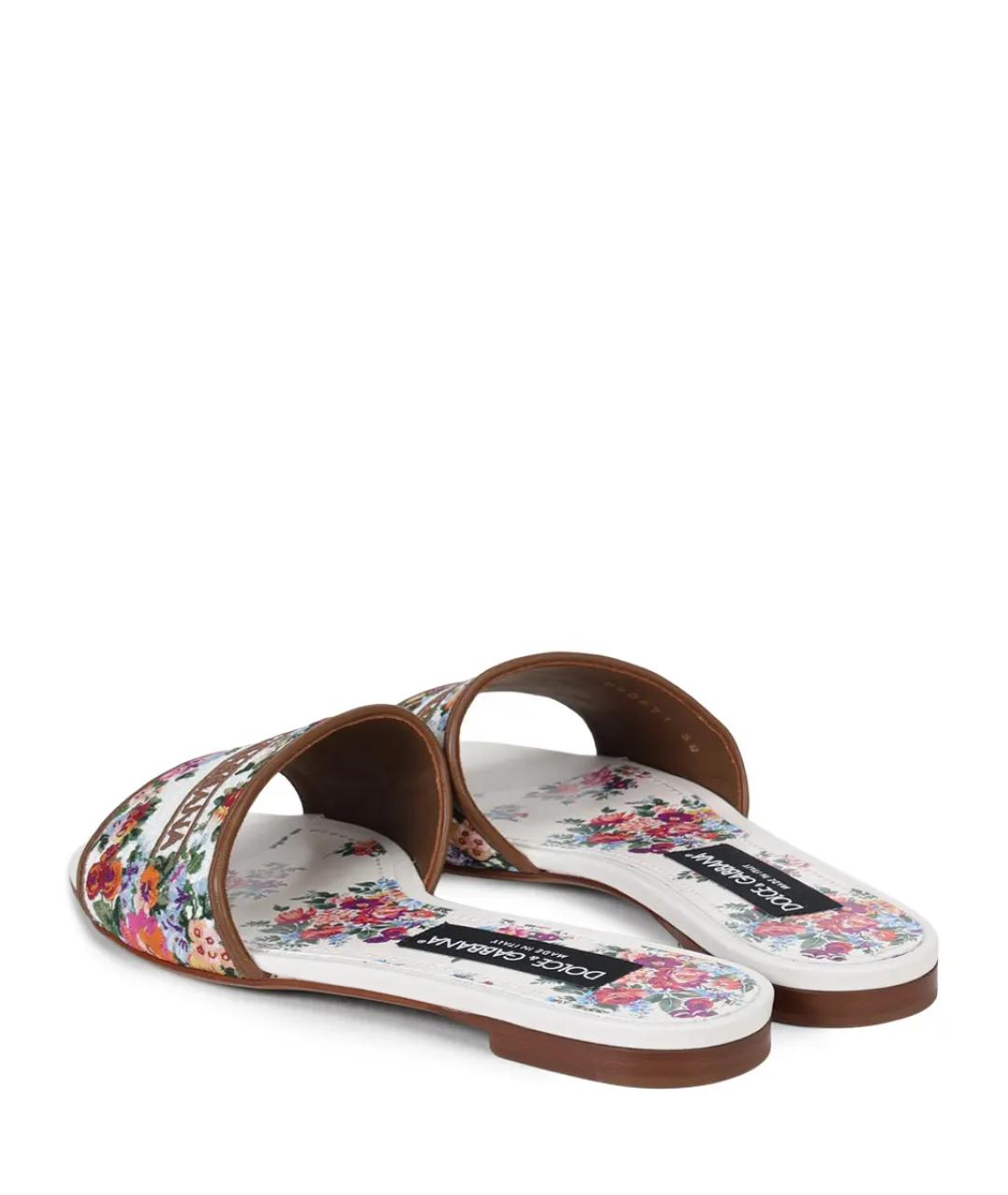 DOLCE&GABBANA Белые кожаные шлепанцы, фото 4