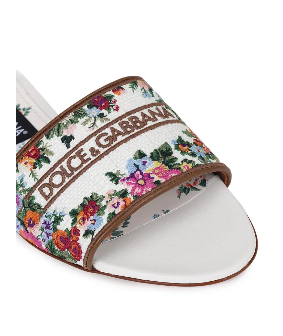 DOLCE&GABBANA Белые кожаные шлепанцы, фото 5