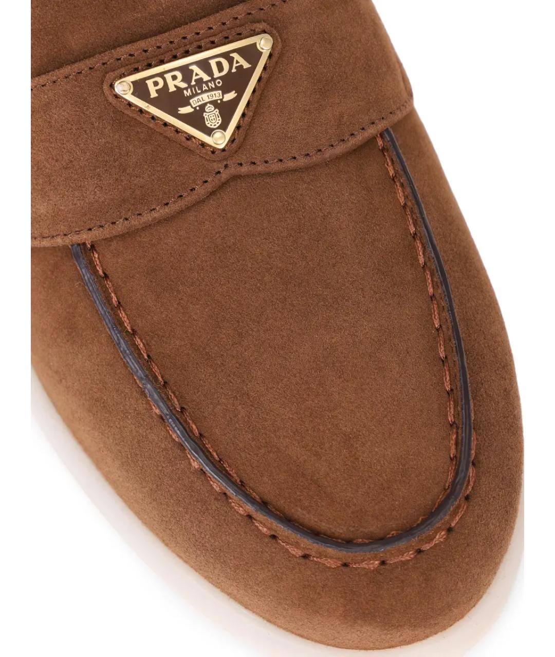 PRADA Коричневые замшевые лоферы, фото 5