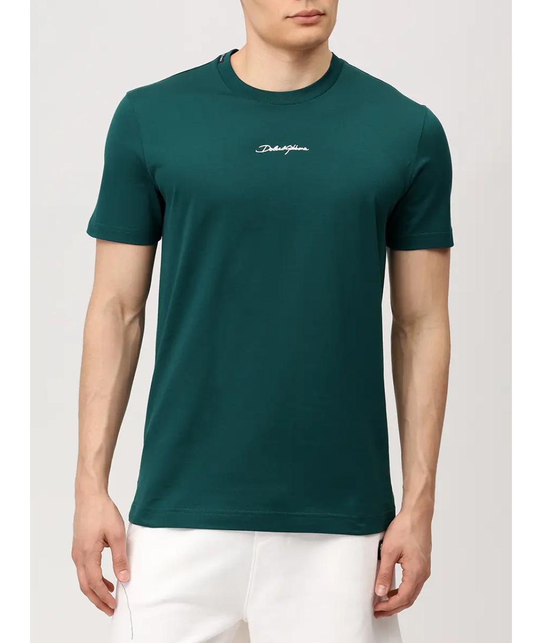 DOLCE&GABBANA Зеленая хлопковая футболка, фото 4