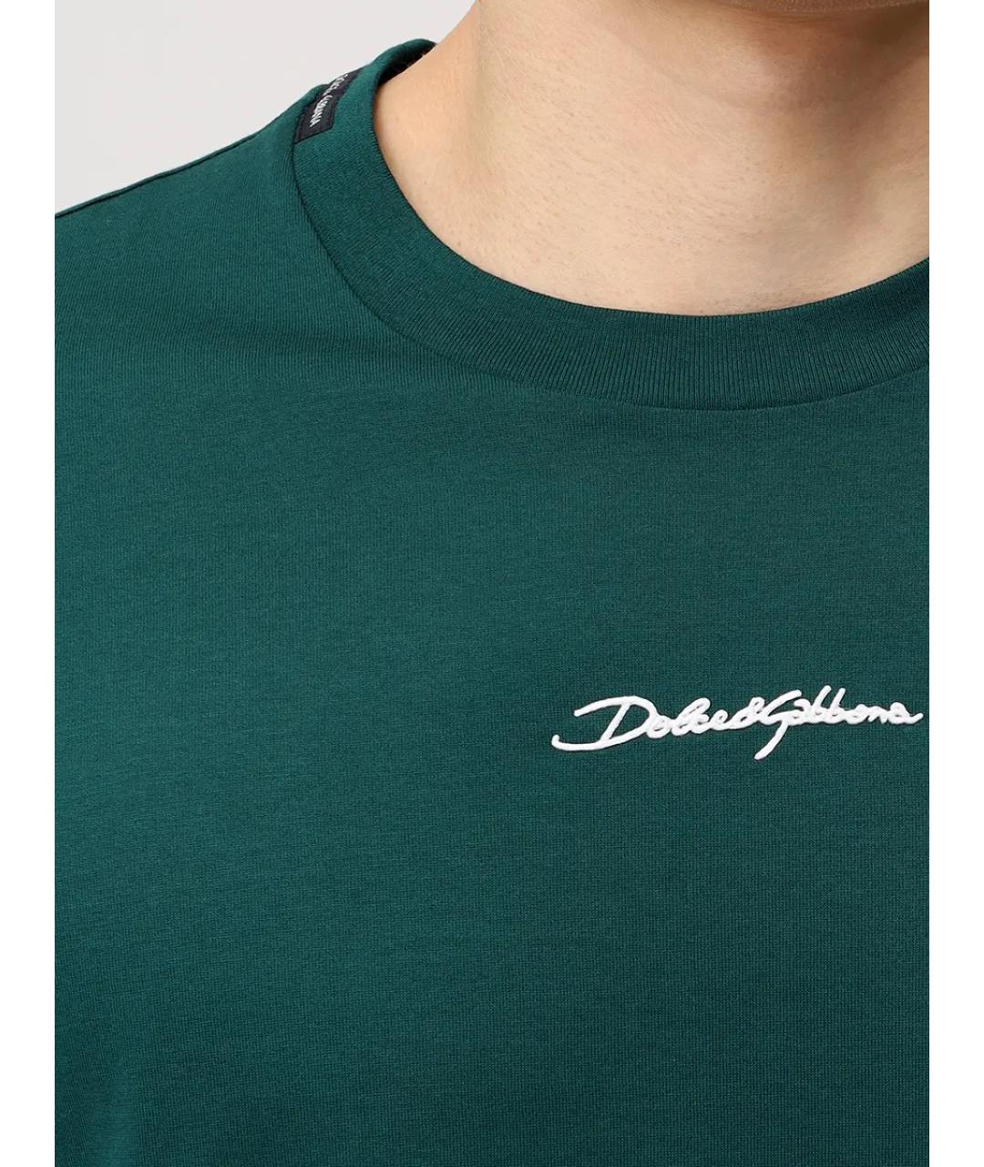 DOLCE&GABBANA Зеленая хлопковая футболка, фото 5