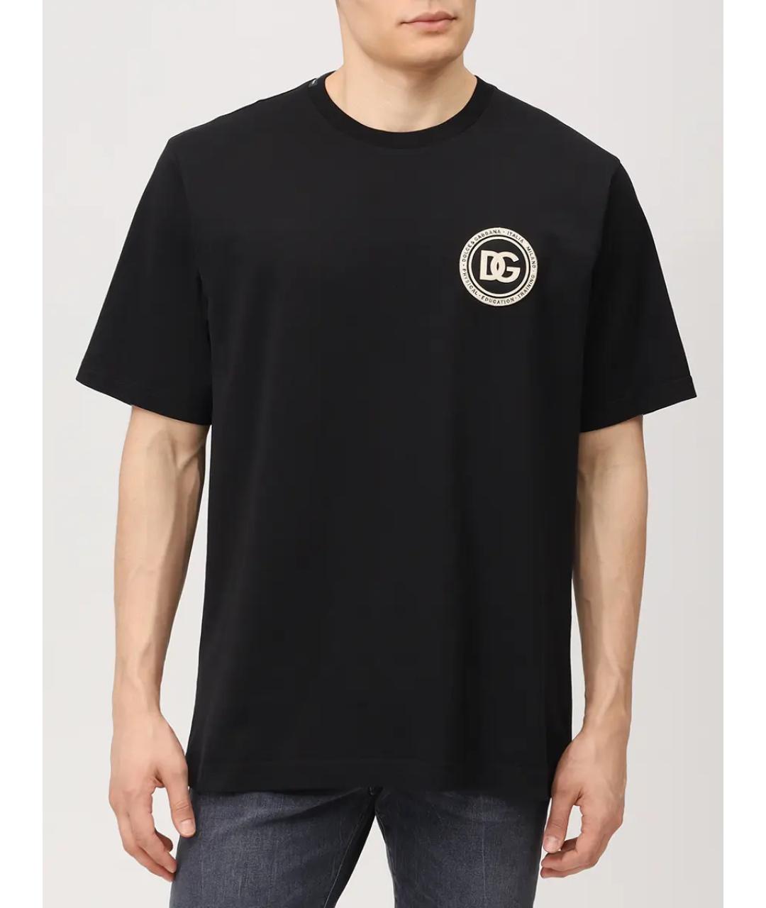 DOLCE&GABBANA Черная хлопковая футболка, фото 4