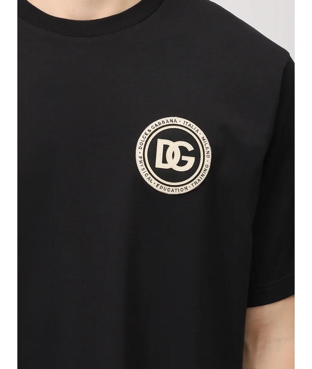 DOLCE&GABBANA Черная хлопковая футболка, фото 5