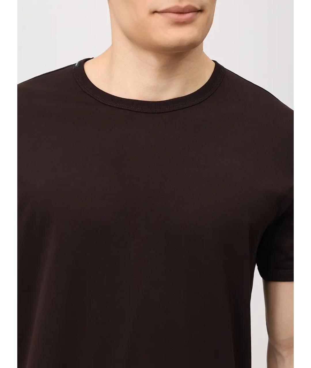 DOLCE&GABBANA Коричневая хлопковая футболка, фото 6