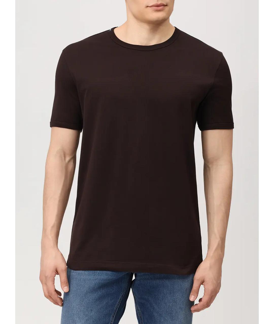 DOLCE&GABBANA Коричневая хлопковая футболка, фото 4
