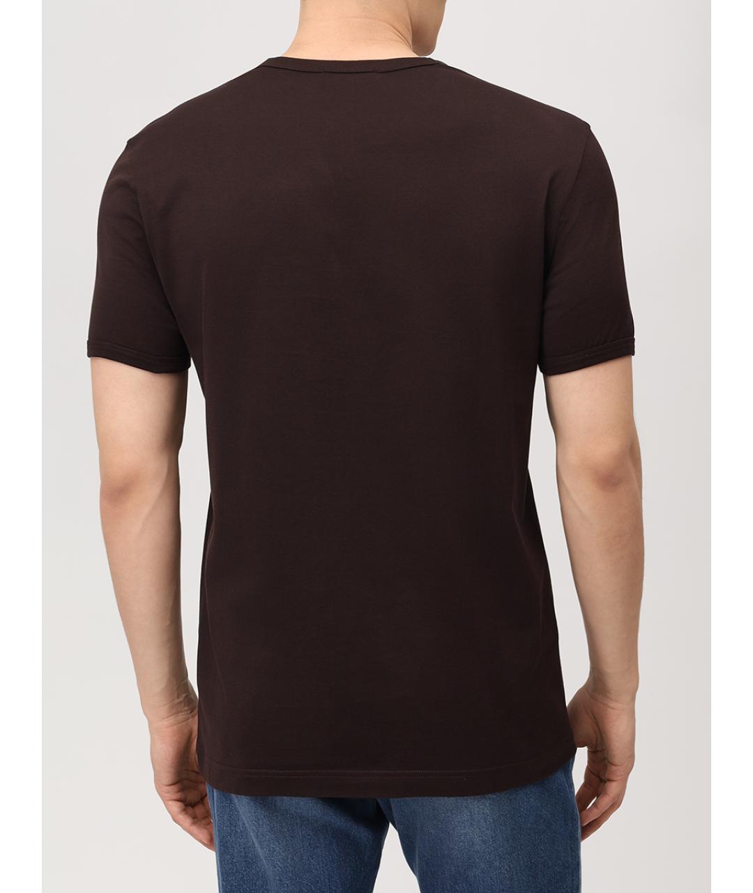 DOLCE&GABBANA Коричневая хлопковая футболка, фото 3