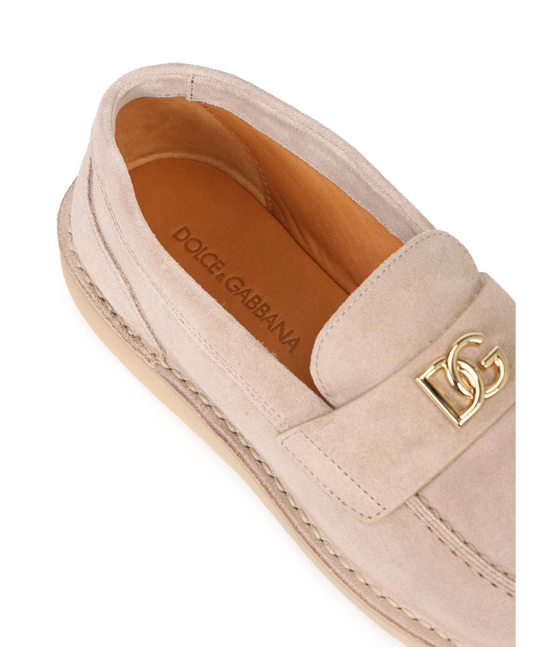 DOLCE&GABBANA Бежевые замшевые лоферы, фото 6