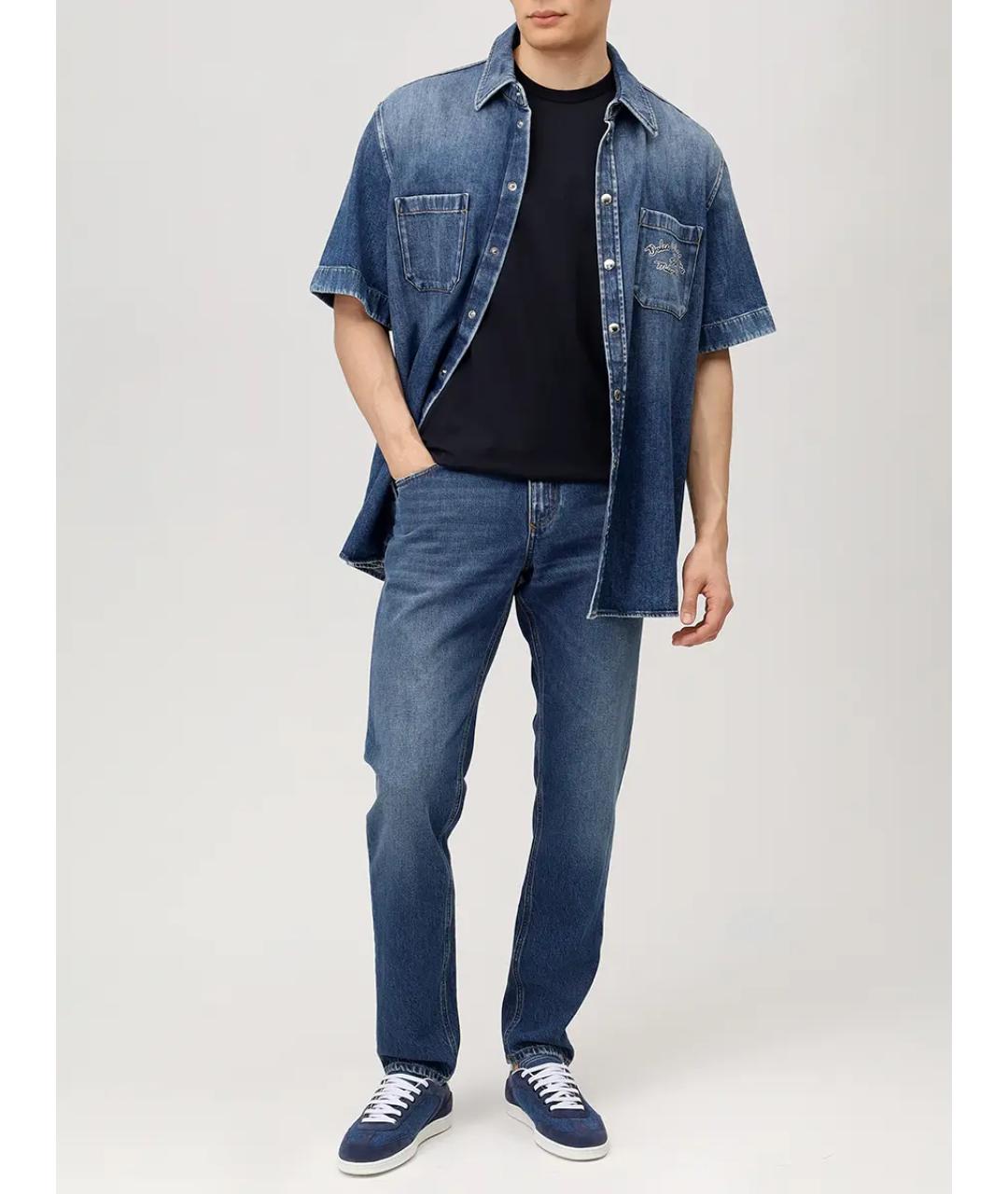 DOLCE&GABBANA Синяя хлопковая футболка, фото 2