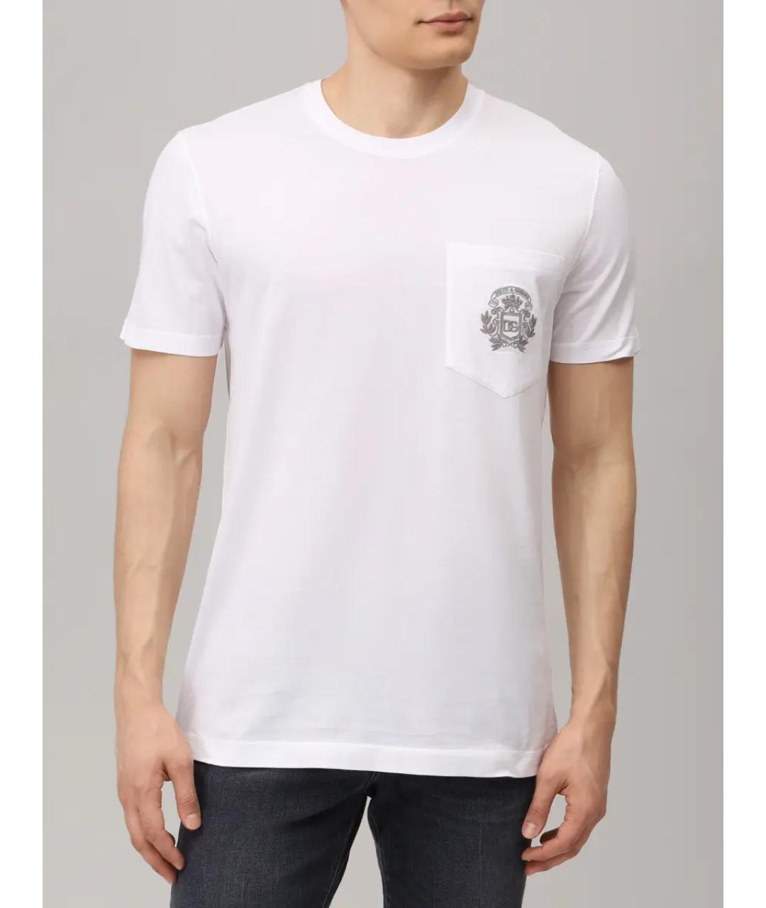 DOLCE&GABBANA Белая хлопковая футболка, фото 4