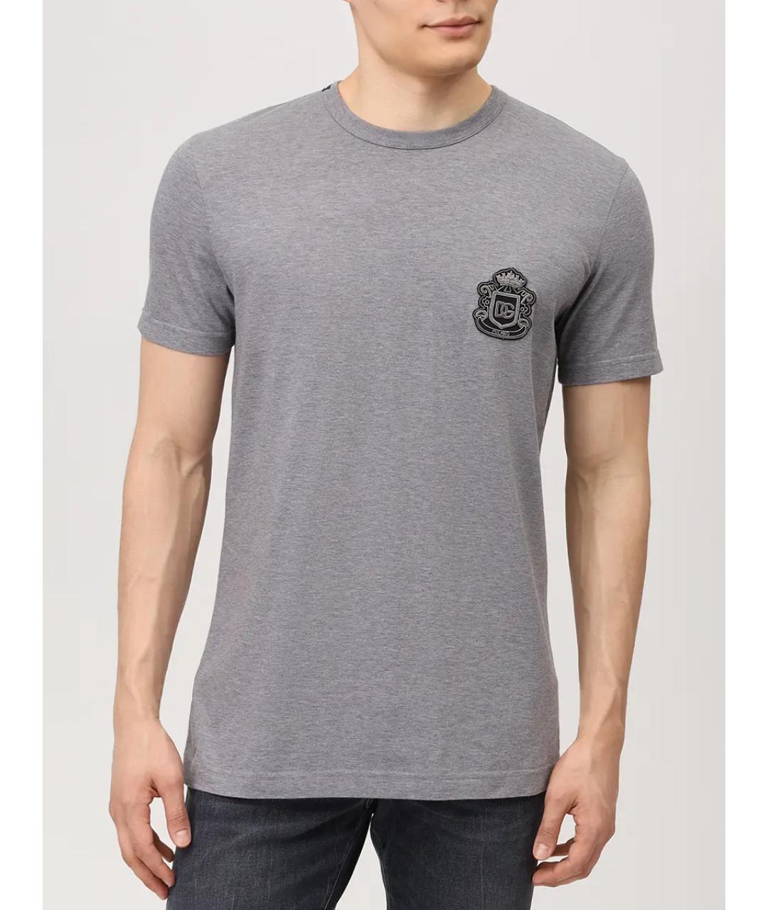 DOLCE&GABBANA Серая хлопковая футболка, фото 4