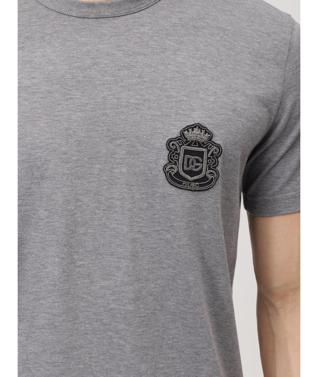 DOLCE&GABBANA Серая хлопковая футболка, фото 5