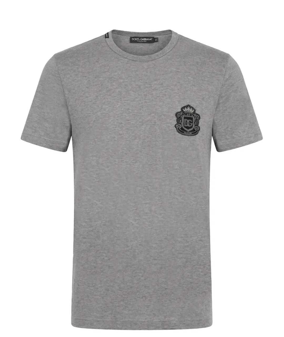 DOLCE&GABBANA Серая хлопковая футболка, фото 1