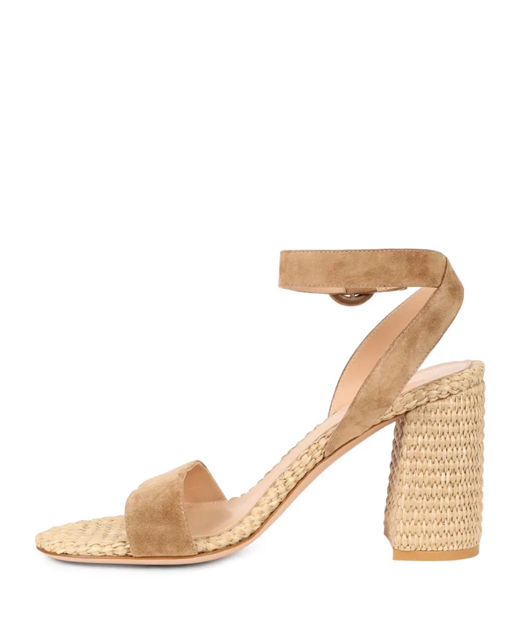 GIANVITO ROSSI Бежевые замшевые босоножки, фото 3