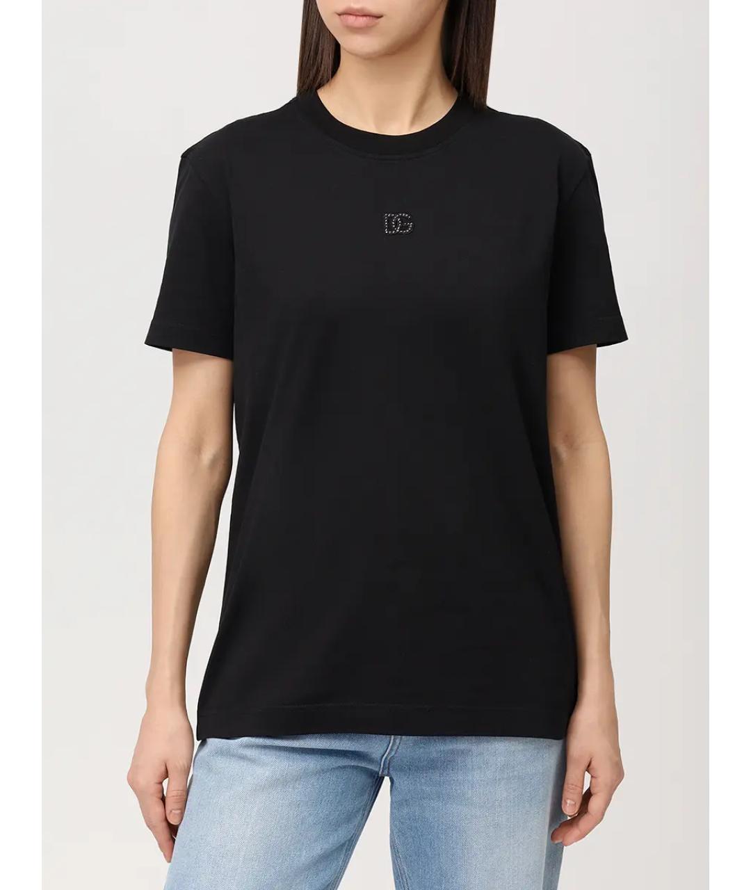 DOLCE&GABBANA Черная хлопковая футболка, фото 4