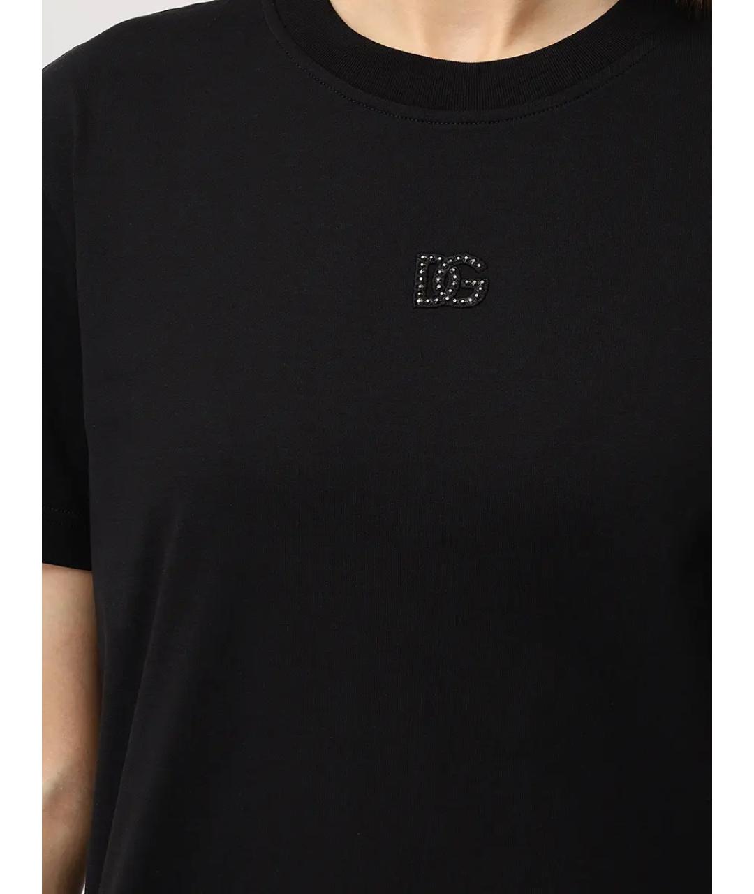 DOLCE&GABBANA Черная хлопковая футболка, фото 5
