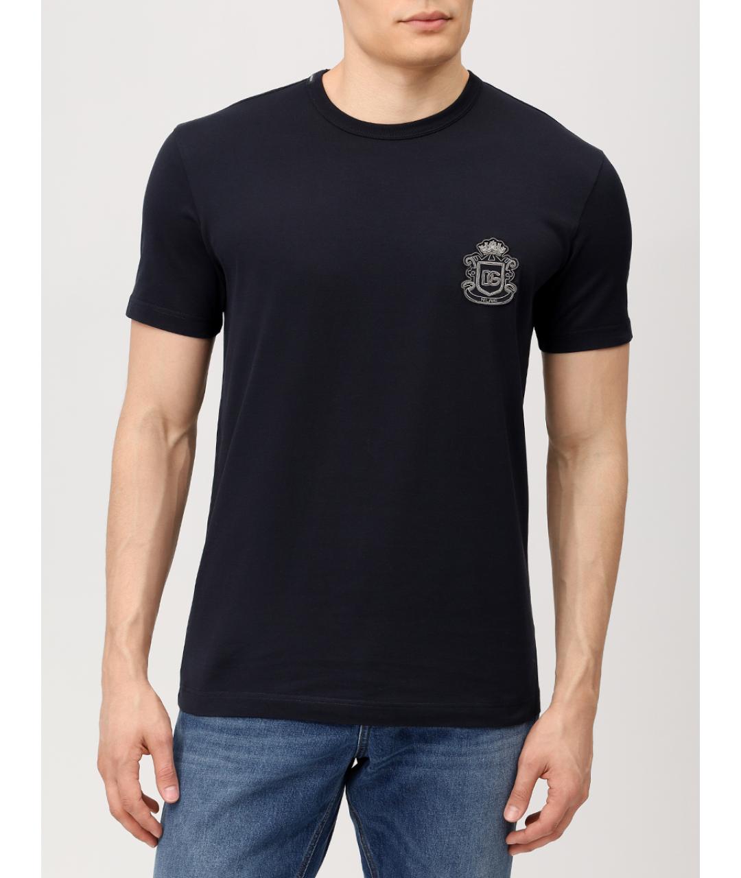 DOLCE&GABBANA Синяя хлопковая футболка, фото 4