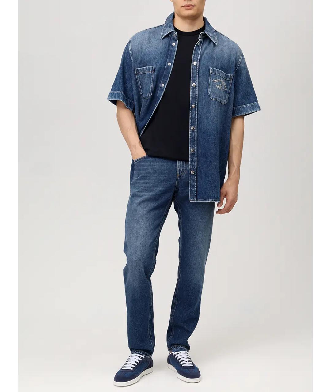 DOLCE&GABBANA Синяя хлопковая футболка, фото 2