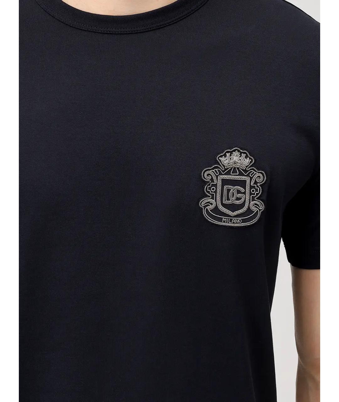 DOLCE&GABBANA Синяя хлопковая футболка, фото 5