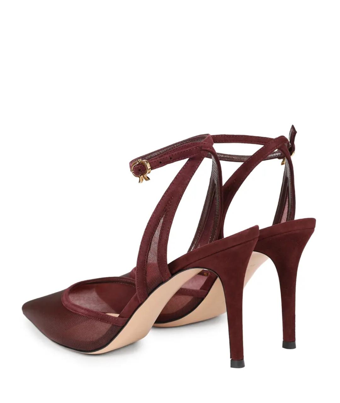 GIANVITO ROSSI Бордовые текстильные туфли, фото 4